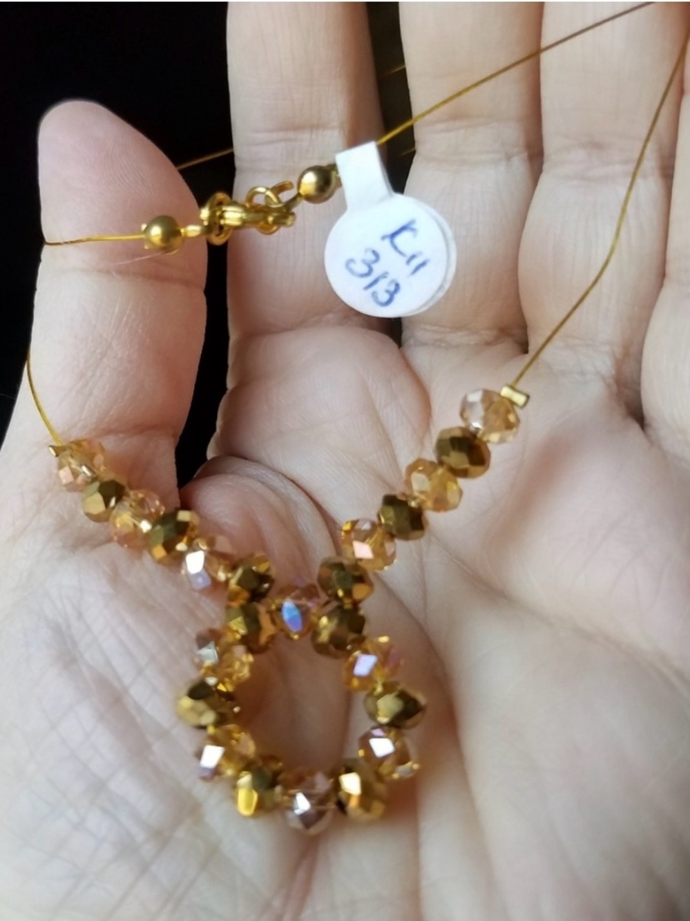 Swarovski Elements Metallic Gold Amber Crystal Necklace - Handmade NEW